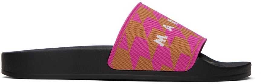 Marni Pink Logo Sandals In Zo422 Cinnamon/cassi