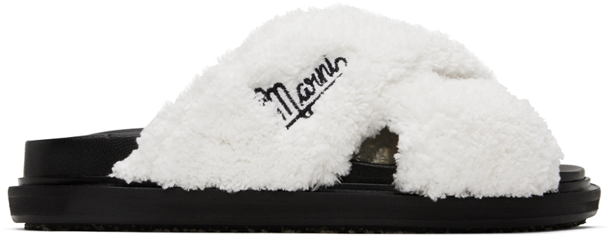 Marni White Fussbett Sandals In 00w01 Lily White