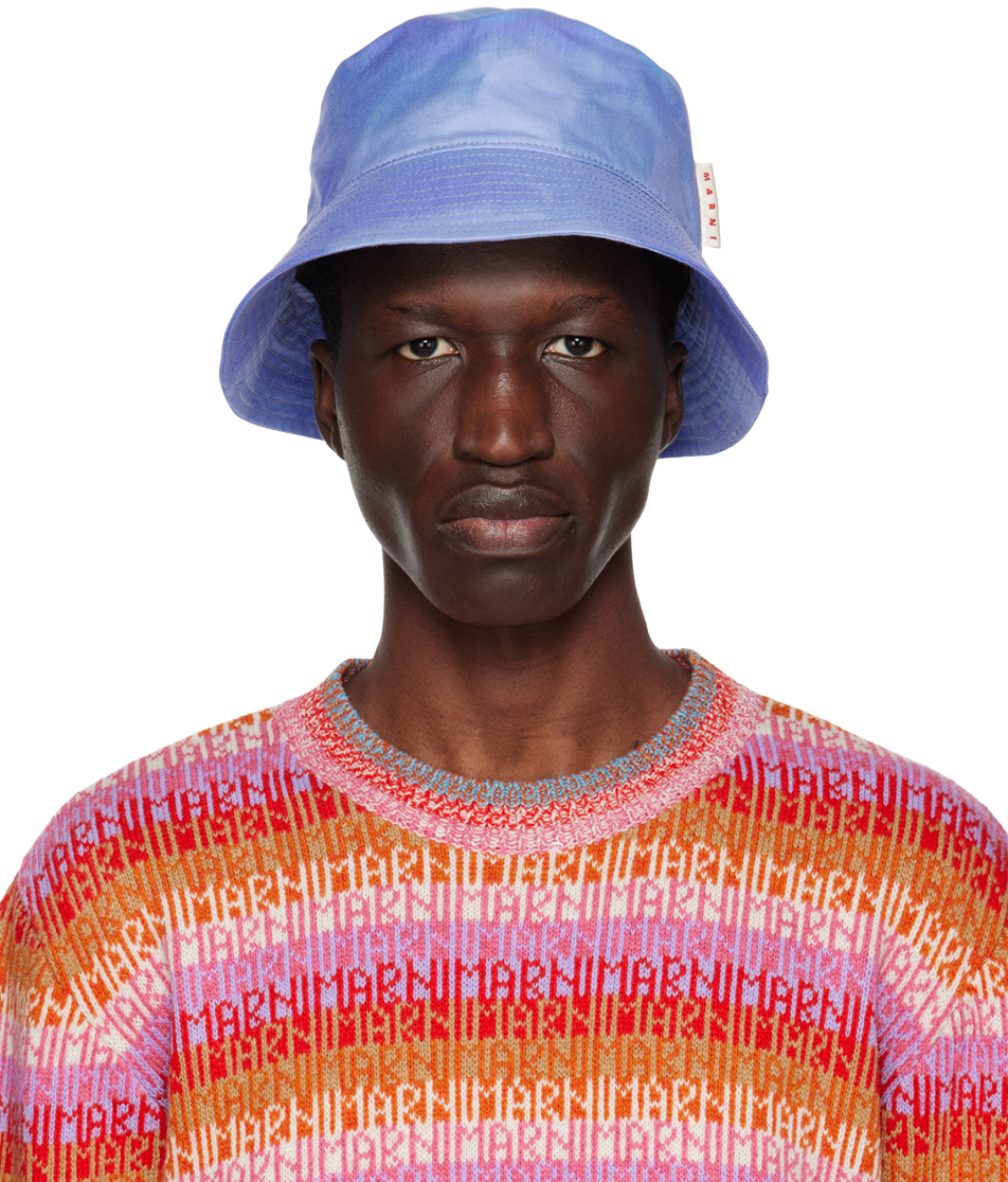 Marni Blue Quilted Brim Bucket Hat In Clb52 Azure
