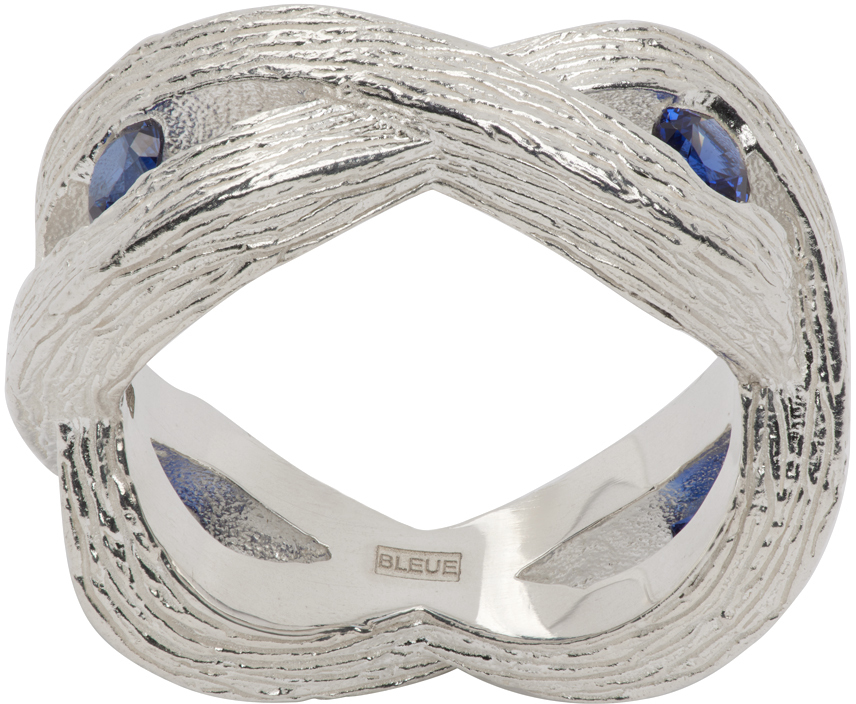 Bleue Burnham Stem Sterling Silver Sapphire Ring In Silver (925)