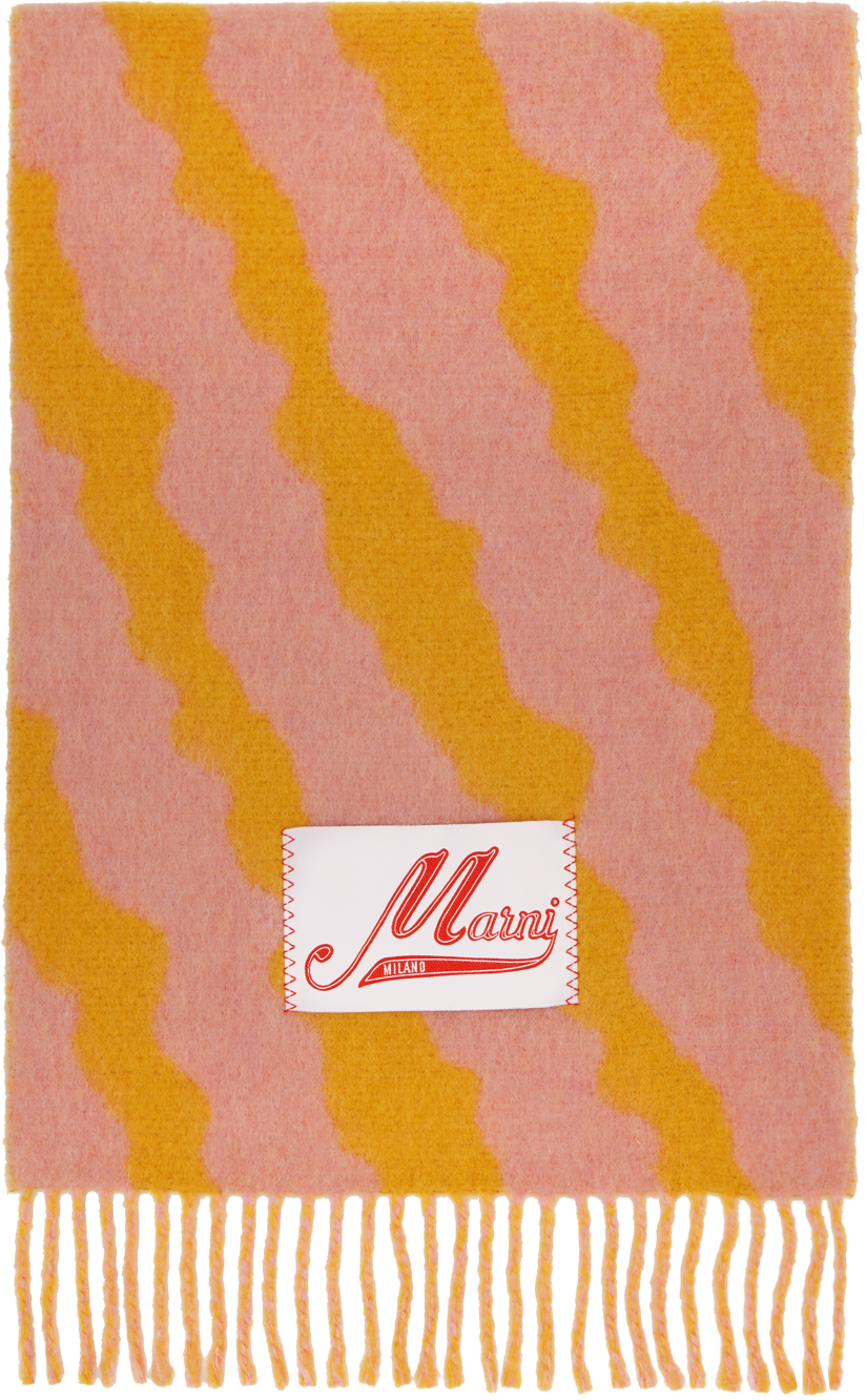 Marni Pink & Yellow Striped Scarf