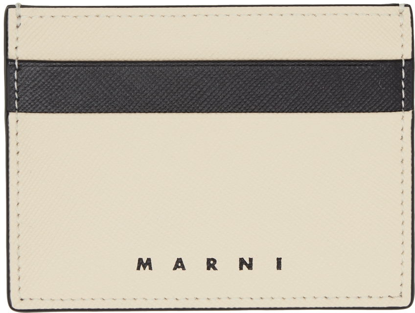 Marni Off-White & Black Saffiano Leather Card Holder