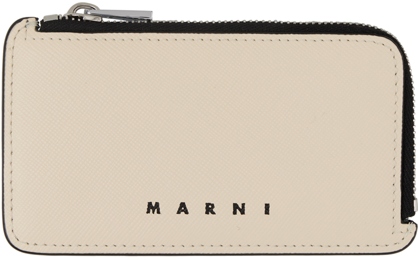 Marni Beige & Black Saffiano Leather Card Holder