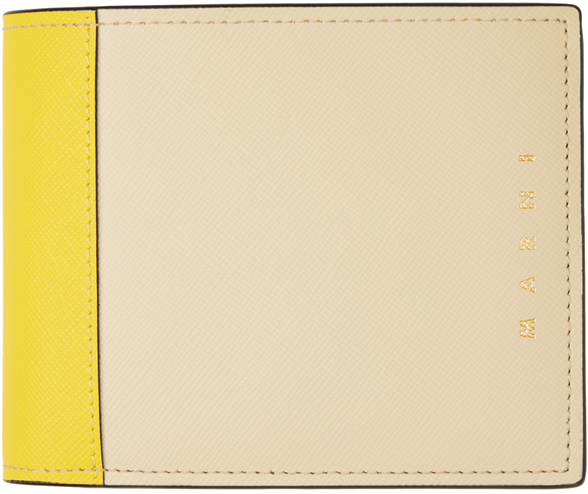 Beige & Yellow Bifold Wallet