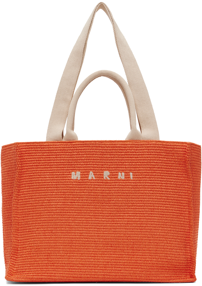 Marni Orange Large East-west Tote In 00r17 Carrot