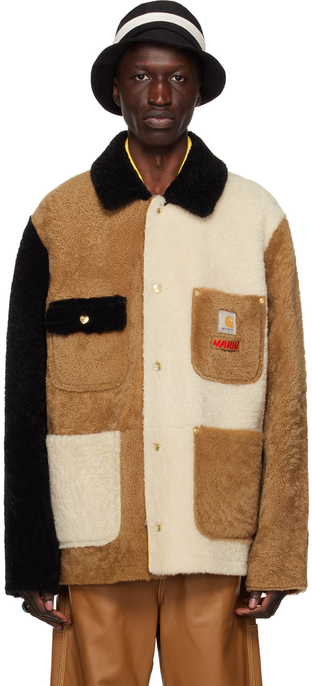 Marni: Multicolor Carhartt WIP Edition Reversible Shearling Jacket | SSENSE