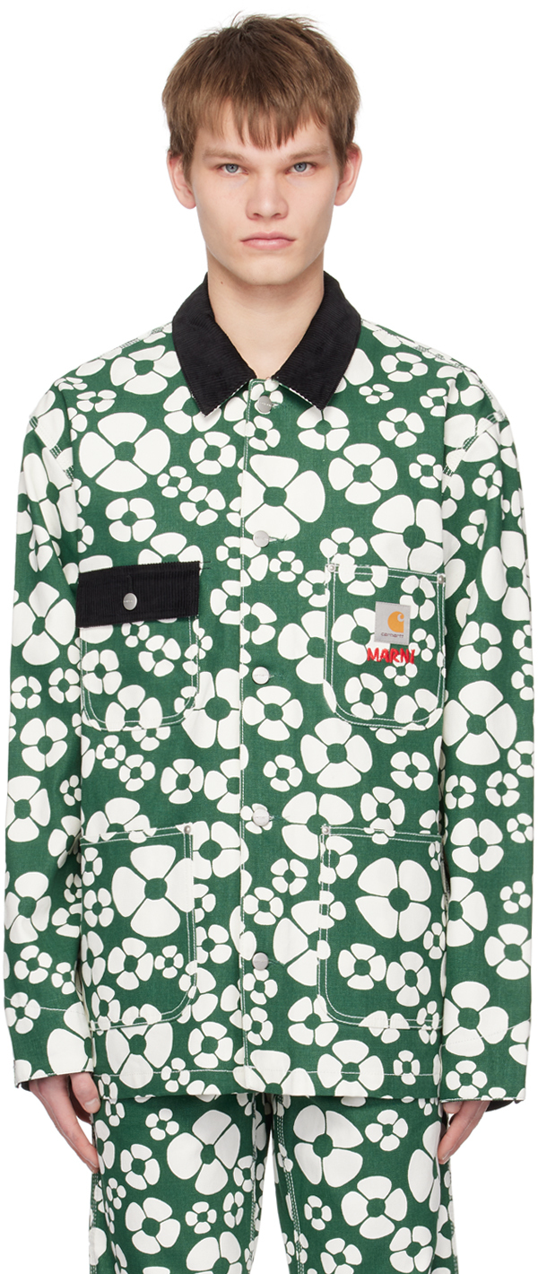 Marni X Carhartt Buttoned Denim Jacket In Green