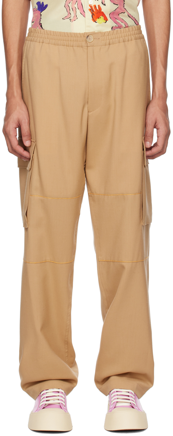 Marni Leather Wide Cargo Pants-