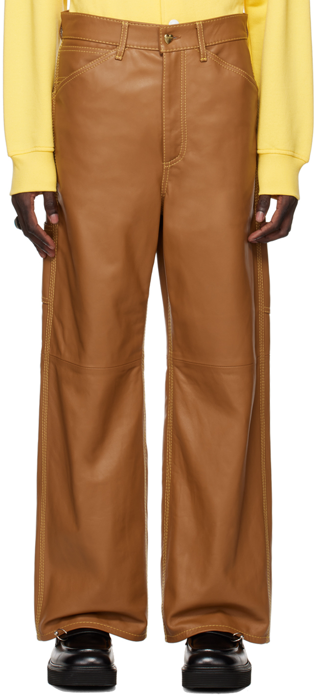 Tan Carhartt WIP Edition Single Knee Leather Pants