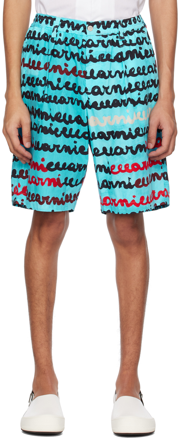 Shop Marni Blue Mare Shorts In Mab38 Turquoise