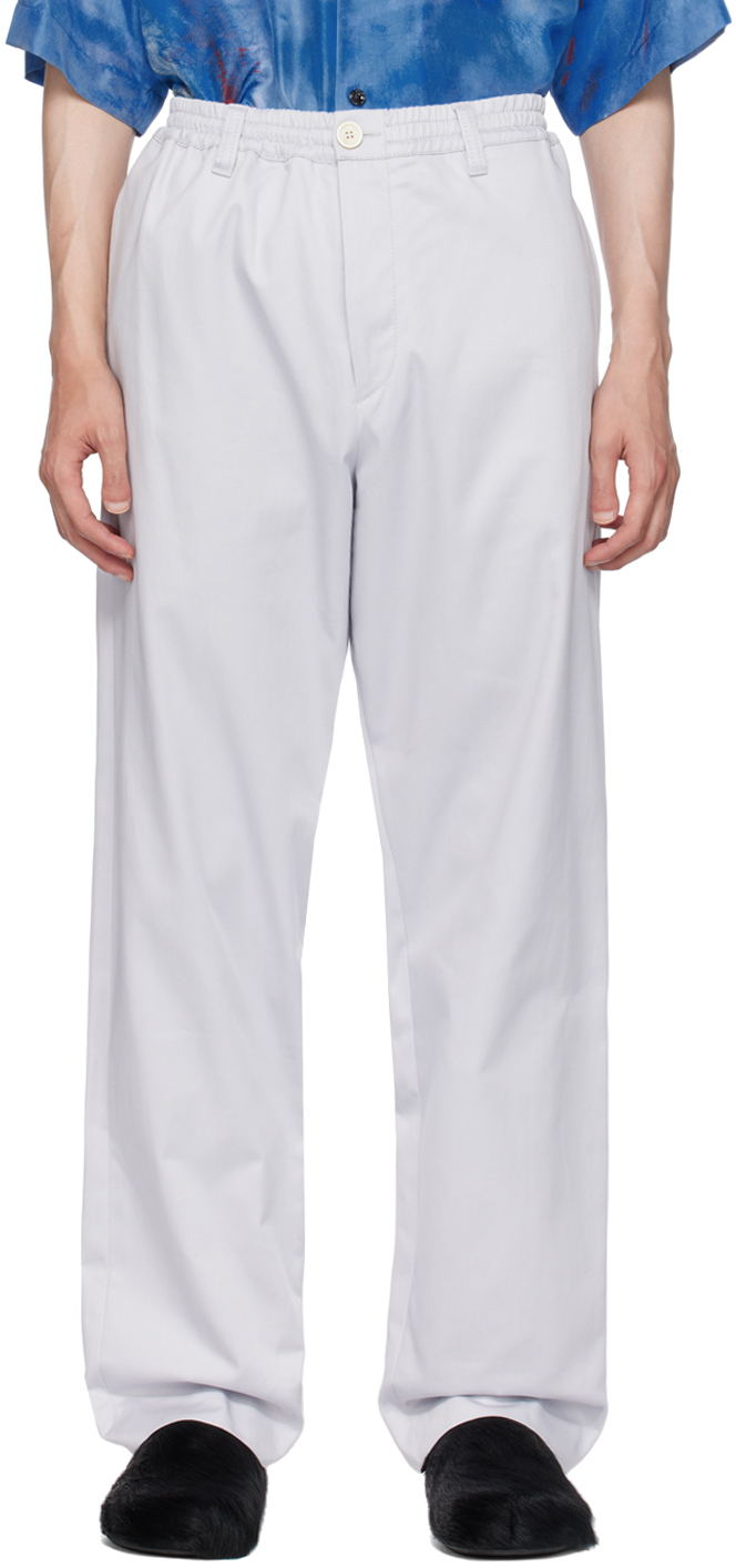 Marni Blue Drawstring Trousers In 00n03 Ice