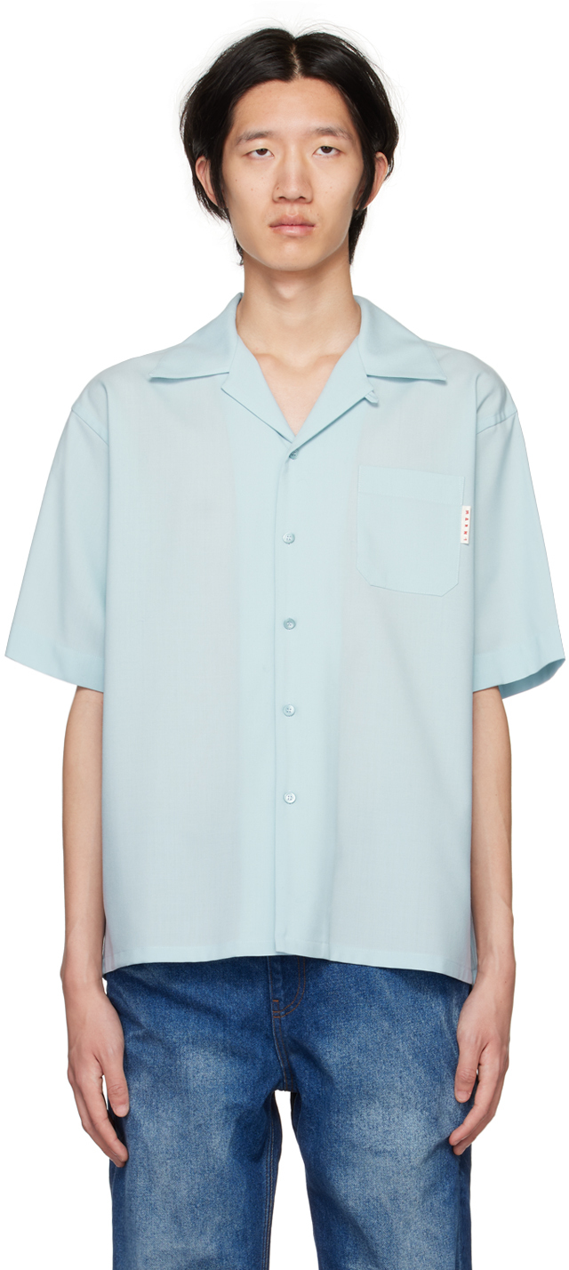 Marni: Blue Bowling Shirt | SSENSE UK