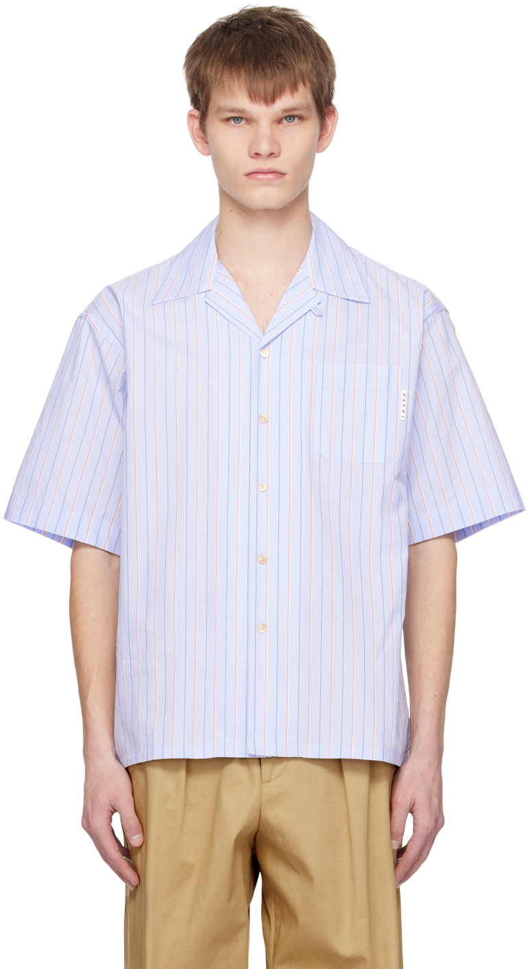 Marni Blue Striped Shirt In Stb50 Iris Blue