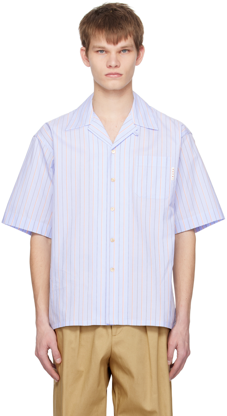 Marni: Blue Striped Shirt | SSENSE