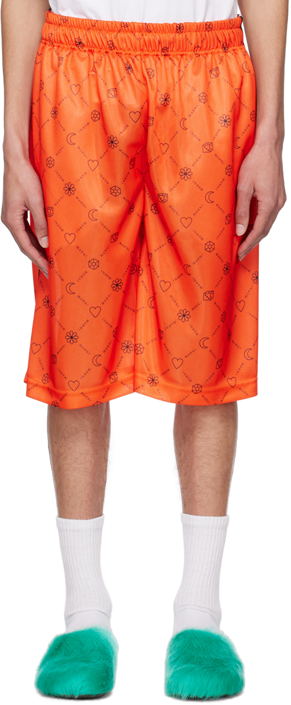 Marni Orange Printed Shorts