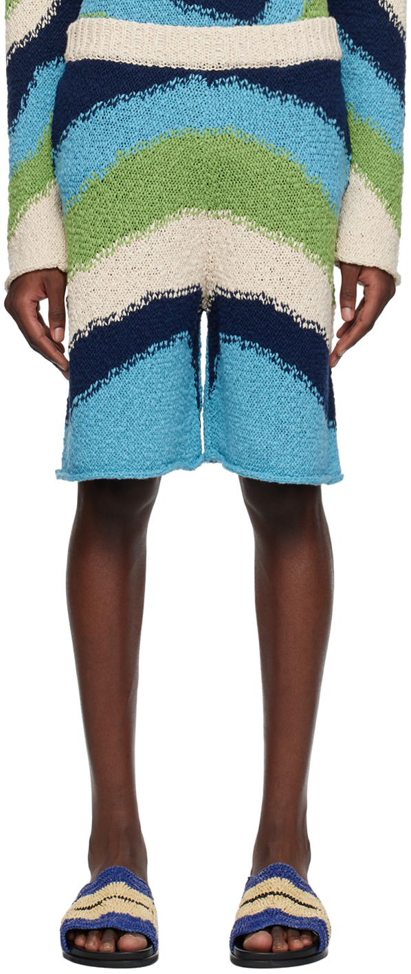 Marni Blue Intarsia Shorts In Web39 Powder Blue
