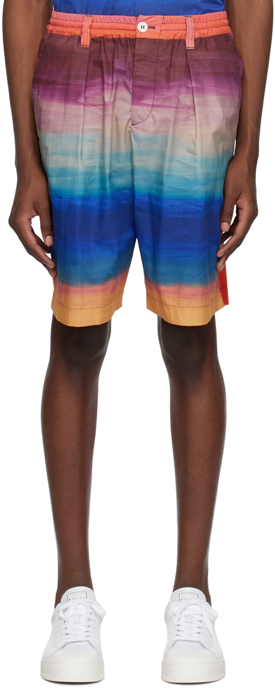 Marni Cotton Poplin Shorts In Dsx99 Multicolor
