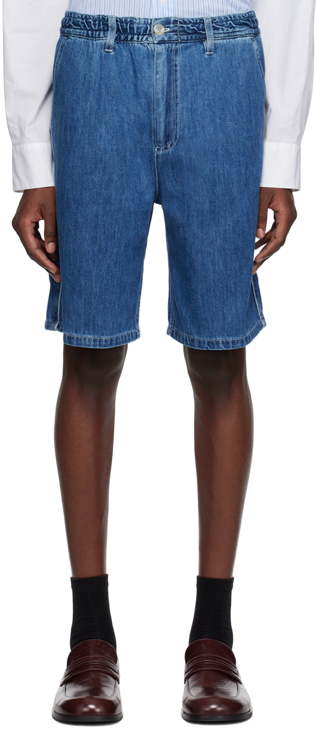 Shop Marni Blue Lightweight Denim Shorts In Swb64 Blue