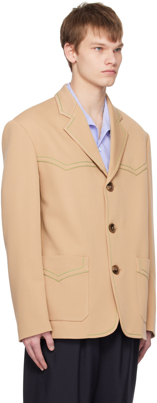 Shop Marni Beige Single-breasted Blazer In 00w60 Nomad