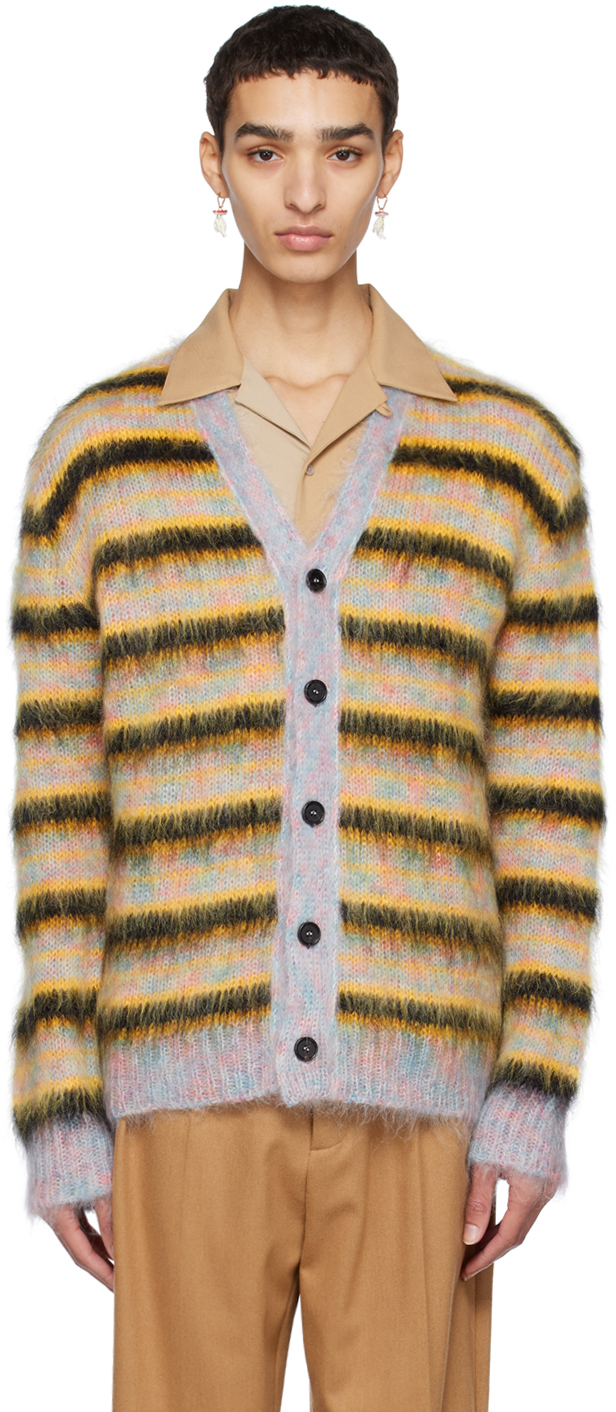 Shop Marni Multicolor Striped Cardigan In Rgx99 Multicolor