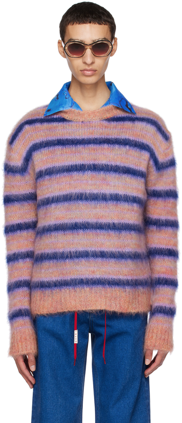 Shop Marni Pink Striped Sweater In Rgr07 Apricot
