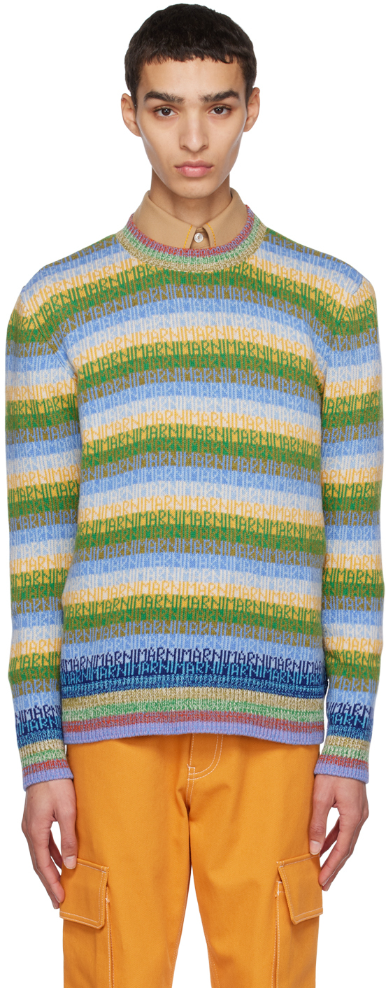 Marni: Blue Striped Sweater | SSENSE Canada