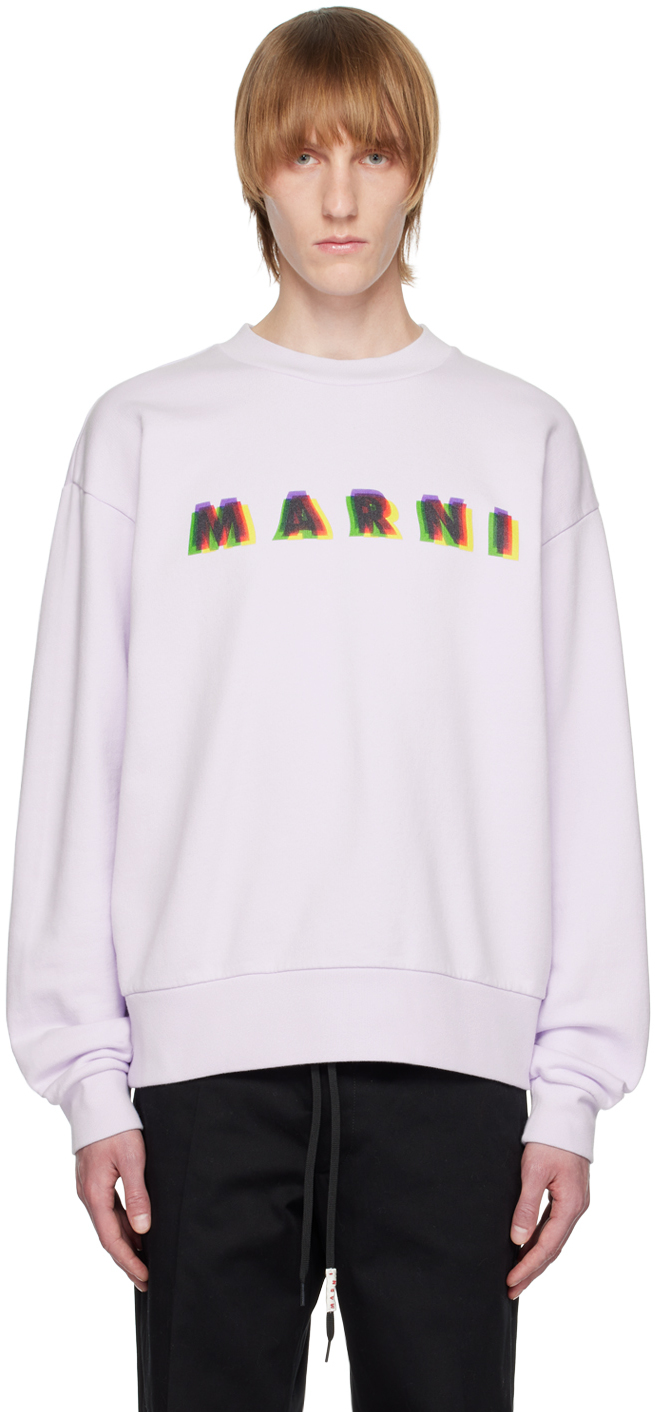 Marni: Purple Printed Sweatshirt | SSENSE