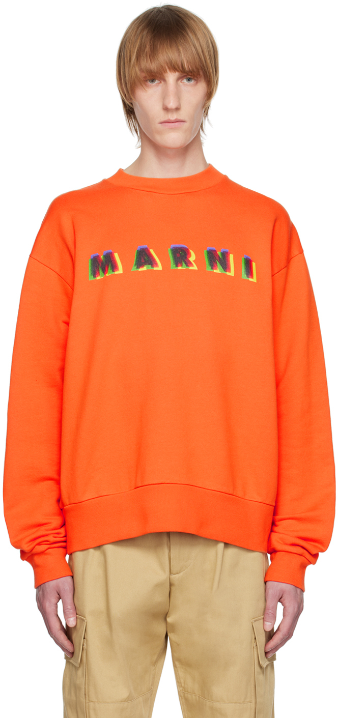 Marniのオレンジ ロゴプリント スウェットシャツがセール中