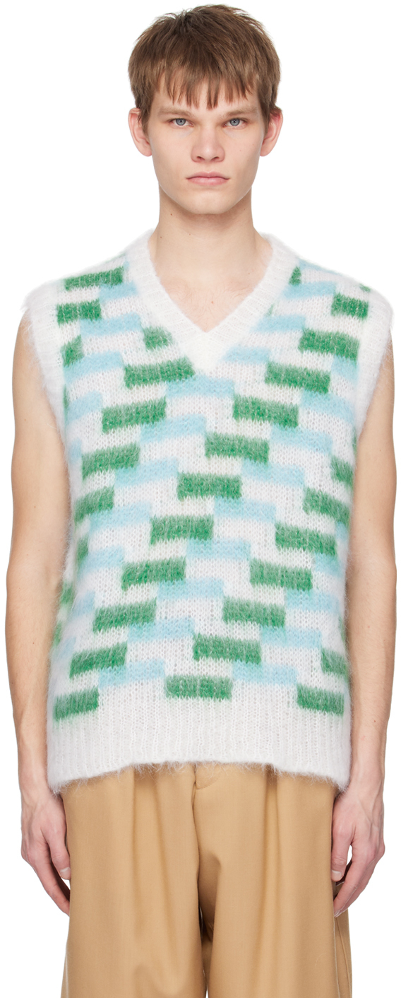 MARNI GREEN & WHITE CHECK VEST