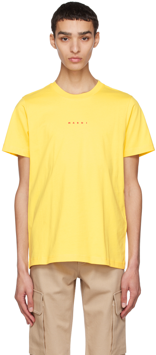 Shop Marni Yellow Printed T-shirt In L1y20 Lemmon