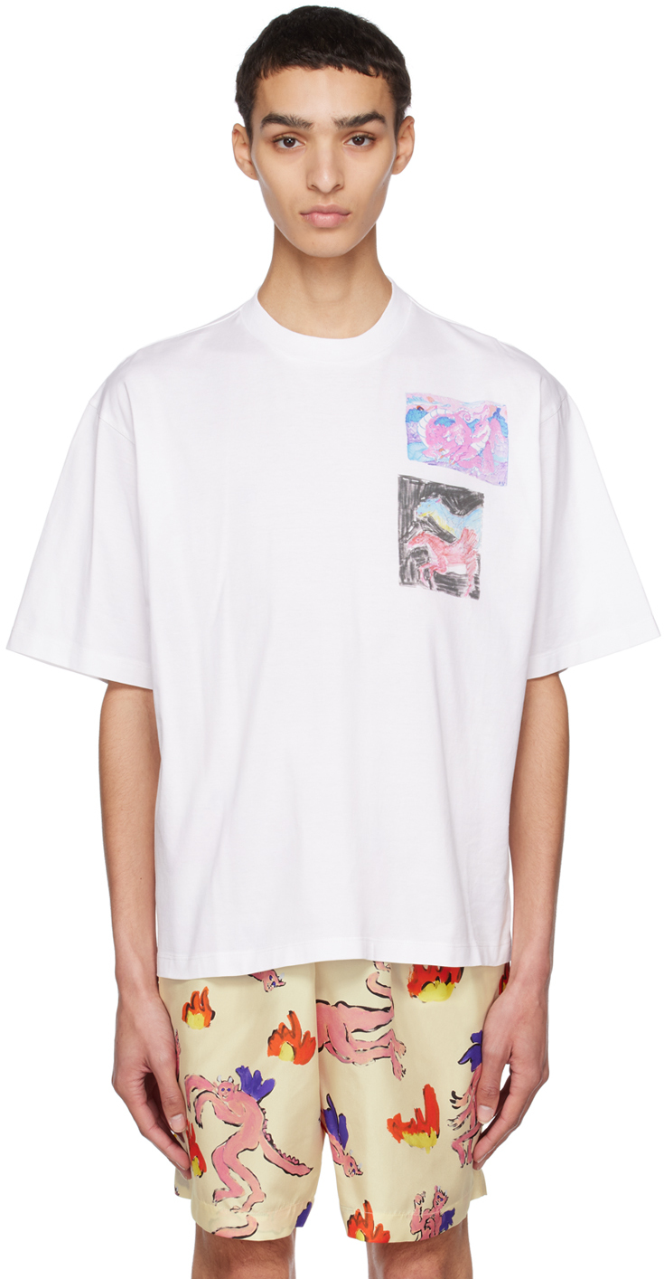 Marni: White Printed T-Shirt | SSENSE