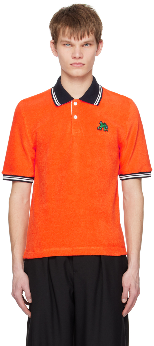 Orange Graphic Patch Polo by Marni on Sale