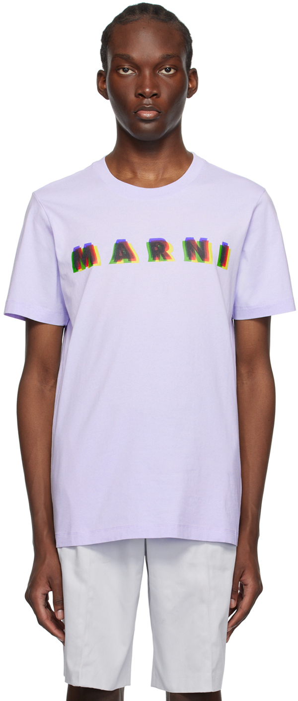 Marni Purple Printed T-shirt In Mcc42 Thistle