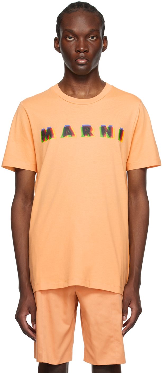 Marniのオレンジ ロゴプリント Tシャツがセール中