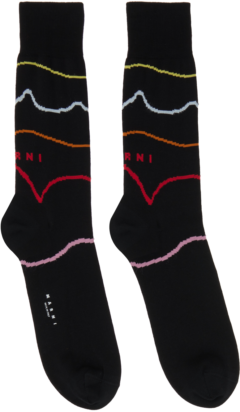 Marni Black Jacquard Socks In Rgn99 Black