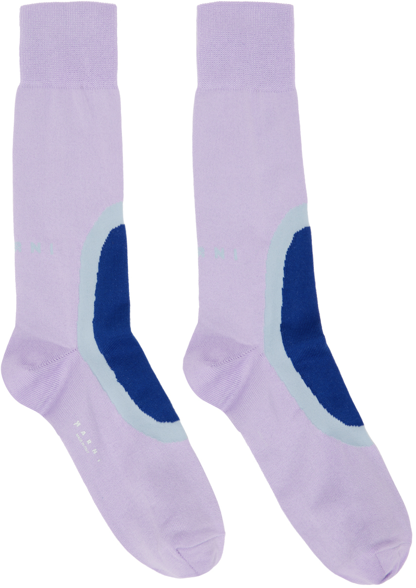 Marni Purple Colorblocked Socks In 00c05 Dahlia