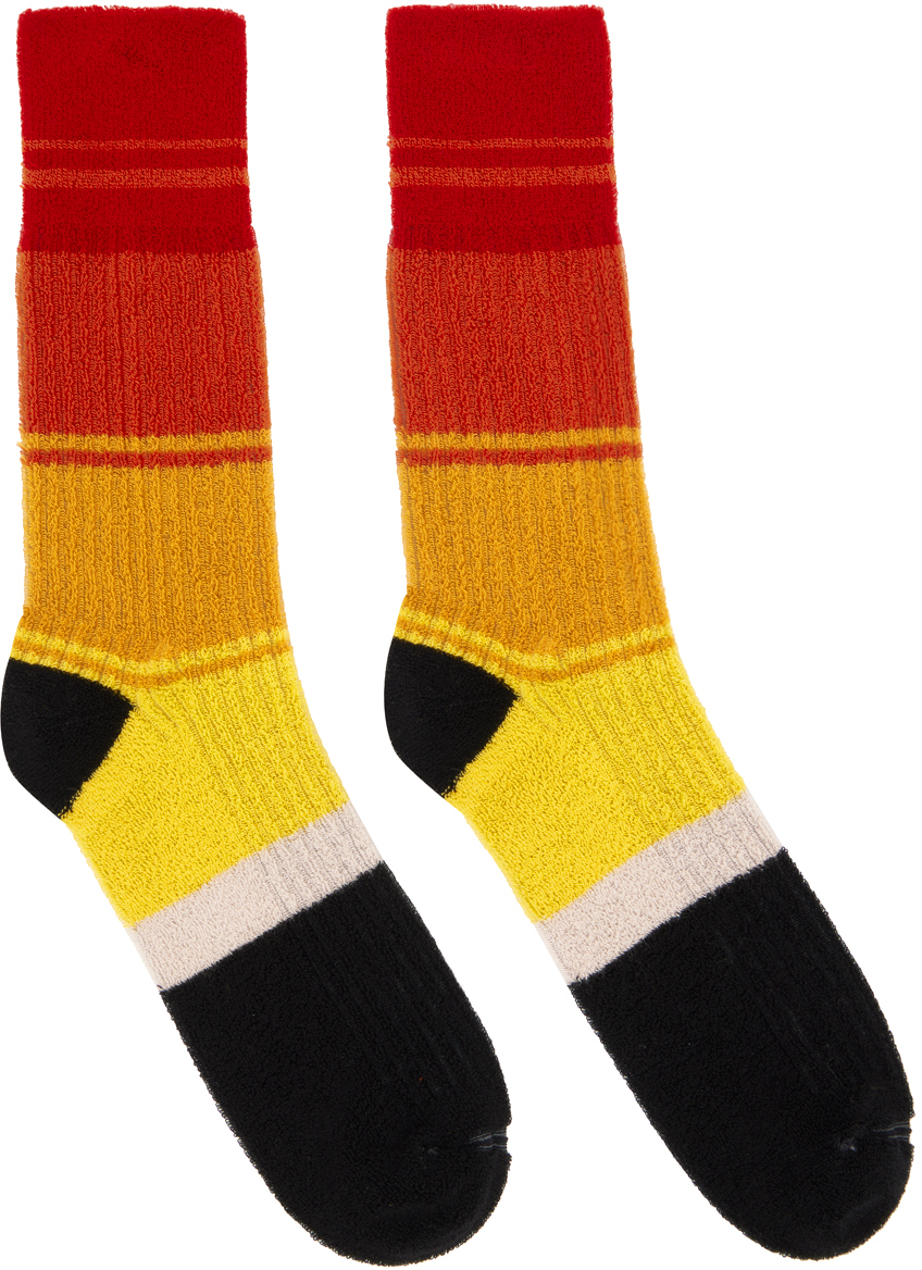 Marni Multicolor Striped Socks In Rgr26 Jupiter Orange