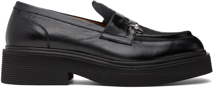 Marni Black O-ring Loafers In 00n99 Black