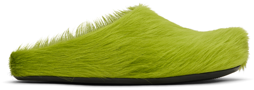 Marni Green Fussbett Sabot Loafers In 00v07 Light Lime