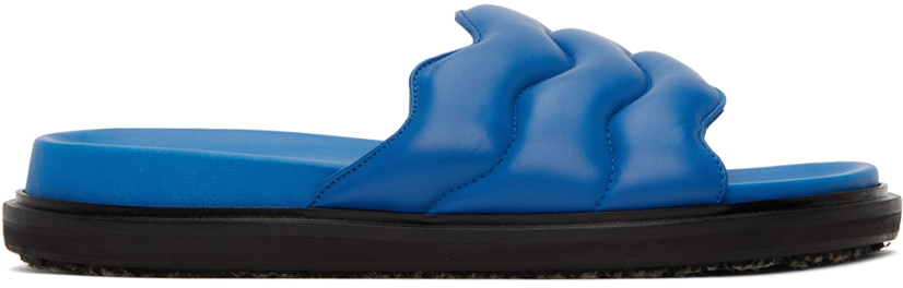Marni Leather Sandals In Astral Blue