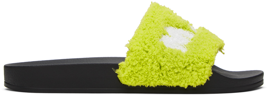 Shop Marni Green Logo Sandals In Zo562 Lime/white