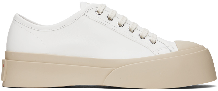 Marni Pablo Leather Platform Sneakers In 00w01 Lily White