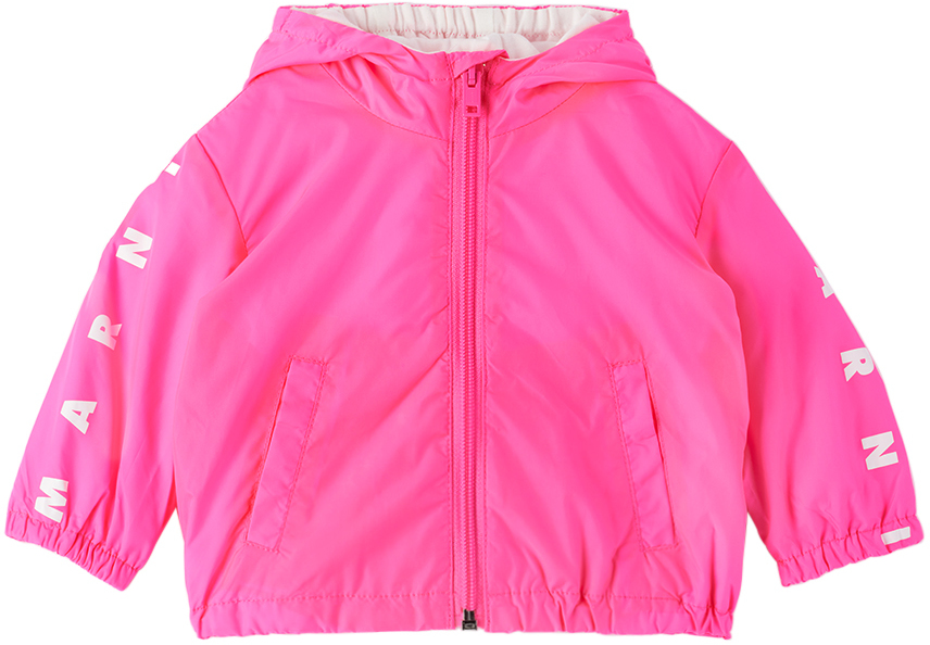 Marni Kids' Logo-print Zip-up Jacket In Pink Fluo