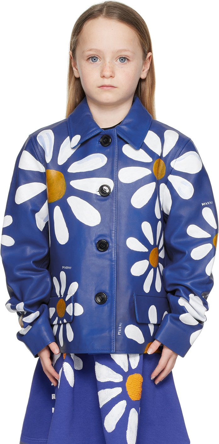 Marni Kids Blue Embroidered Jacket