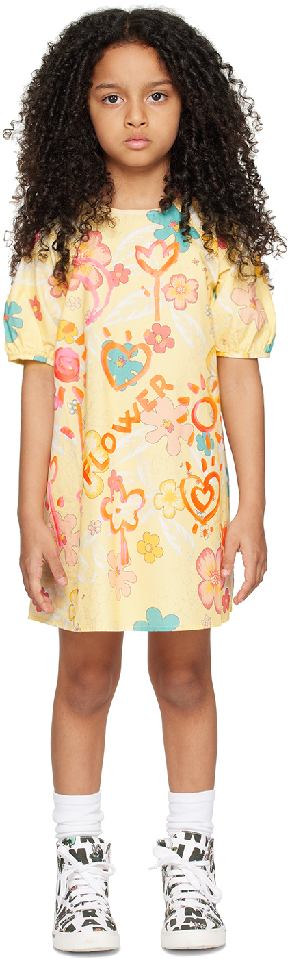 Shop Marni Kids Yellow Printed Dress In 0m109