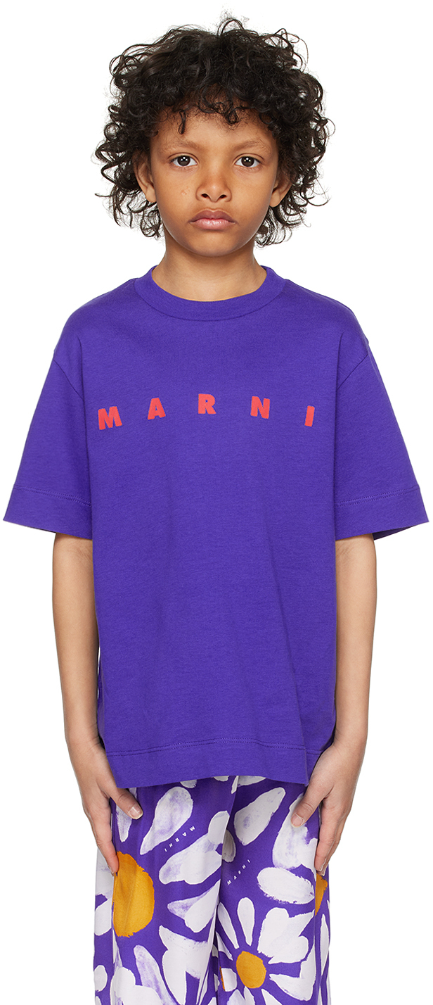 MARNI KIDS BLUE PRINTED T-SHIRT