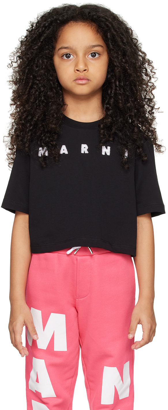 Kids Black Sequinned T-Shirt by Marni | SSENSE