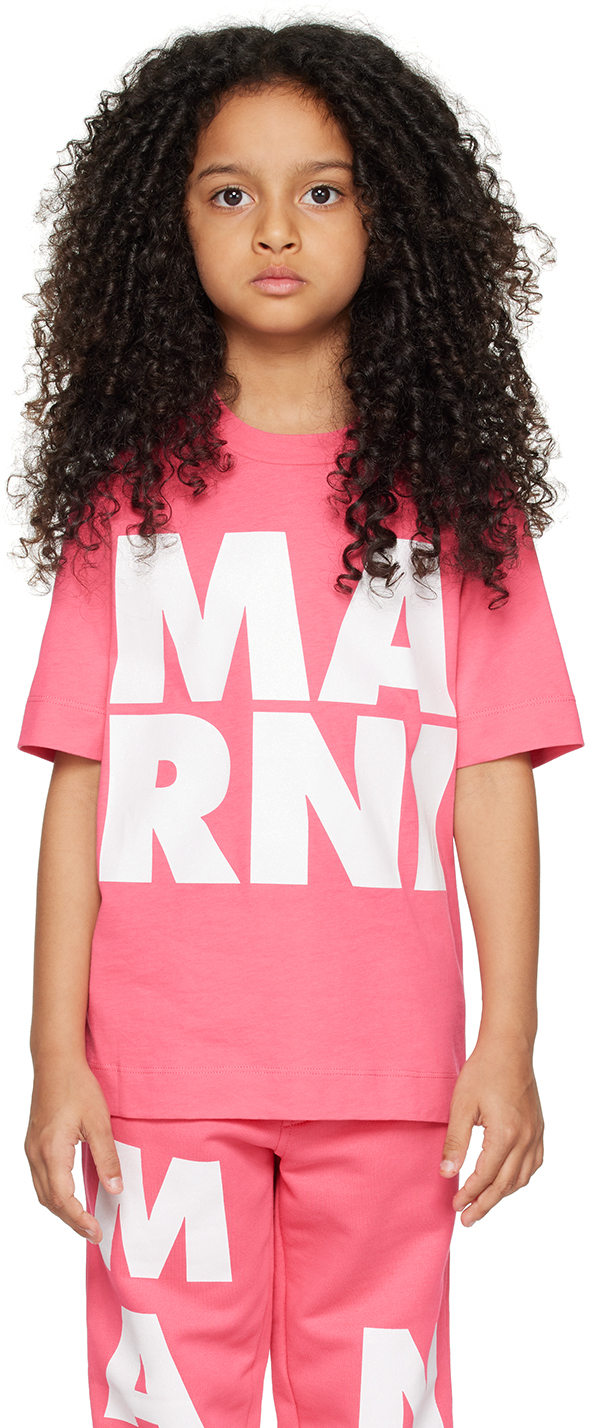 Marni Kids Pink Glittered T-shirt In 0m337