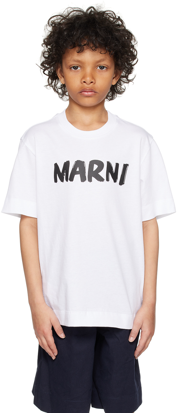 Kids White Printed T-Shirt by Marni on Sale