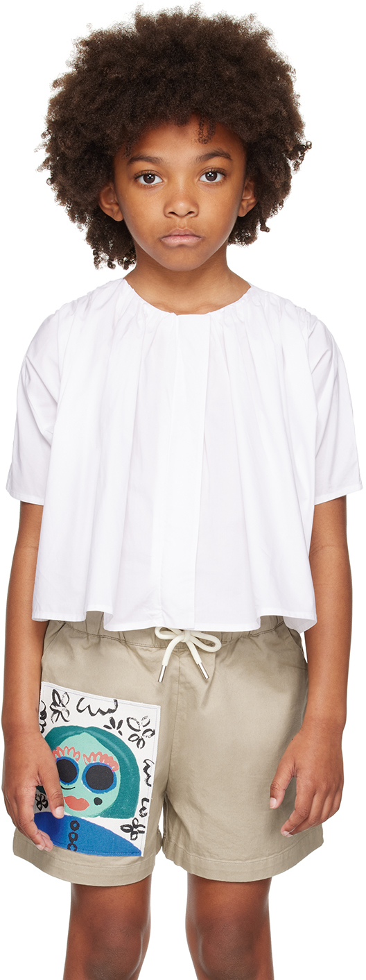 Marni Kids White Embroidered Shirt In 0m100